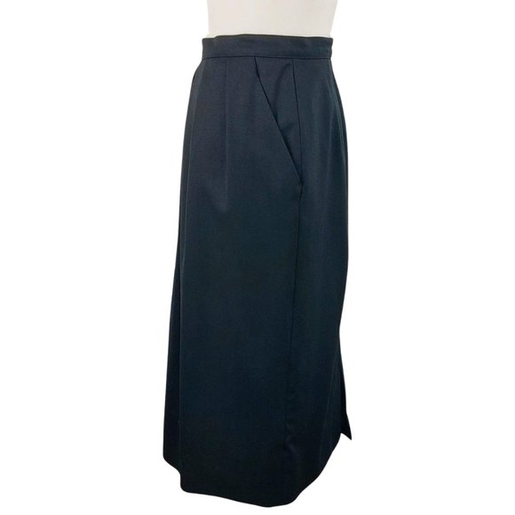 VTG Pendleton Black Wool Pleated Knee Length Skirt Size 12 - Picture 3 of 5